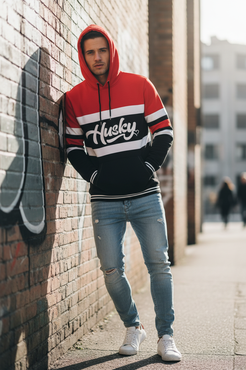 The Husky "TriFectah" Hoodie (Red/Black/White)