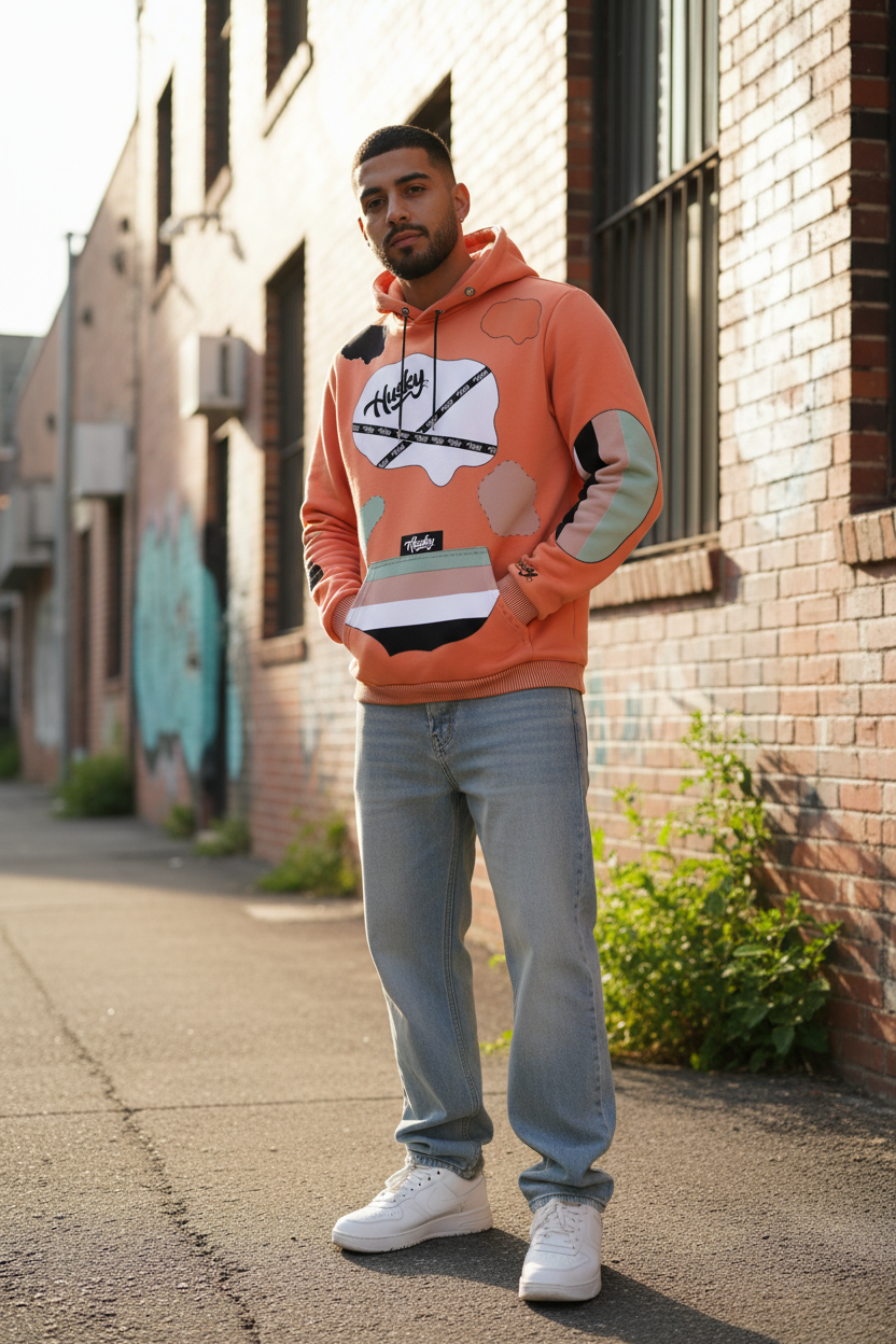 The Husky "Brown Bear UNISEX Patched Hoodie"
