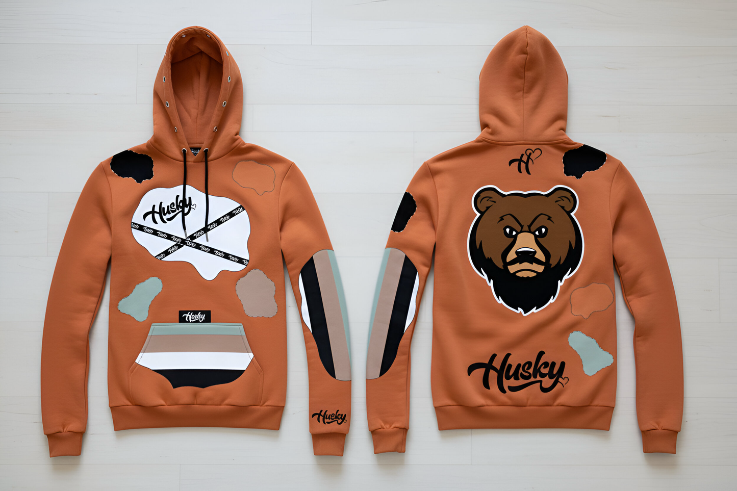 The Husky "Brown Bear UNISEX Patched Hoodie"