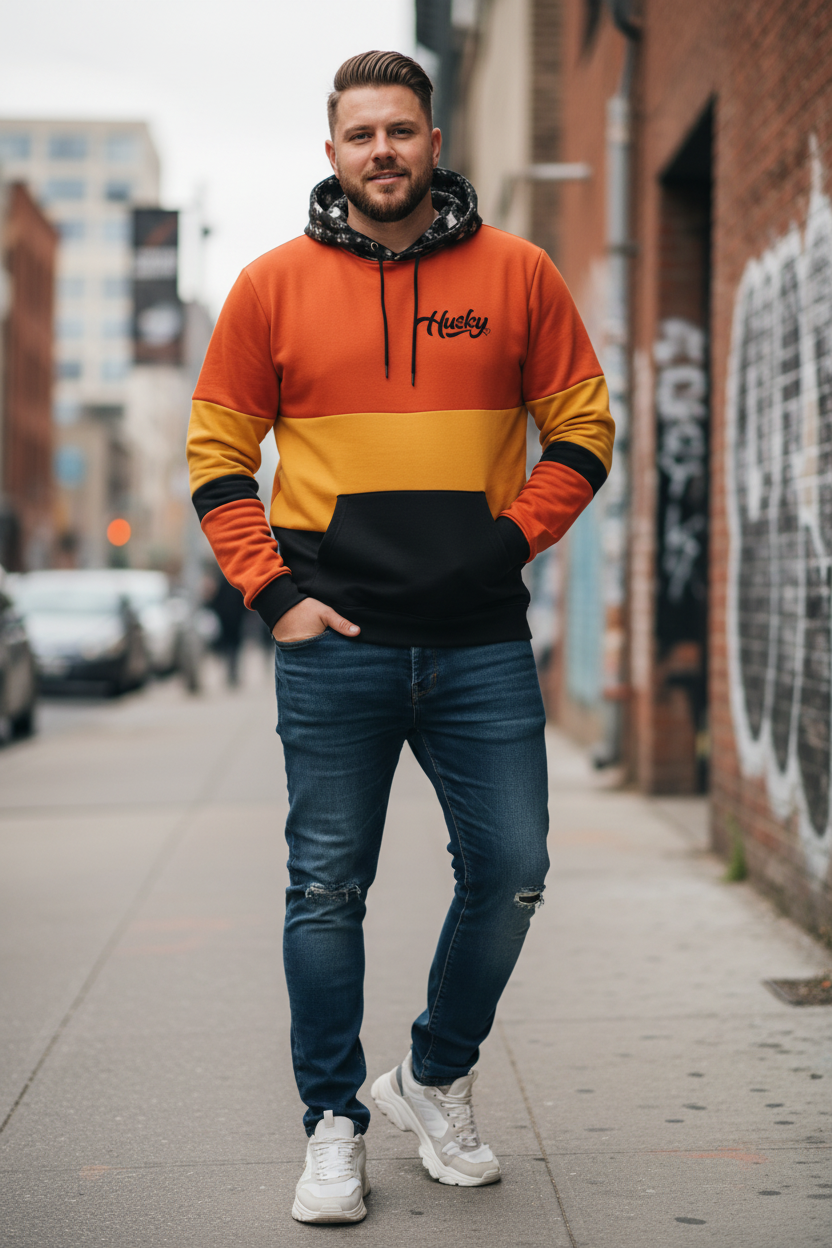 Husky “BIG ORANGE” Patched Hoodie