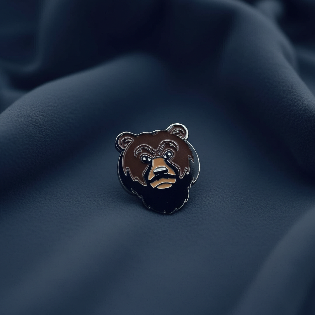 Brown bear pin close-up