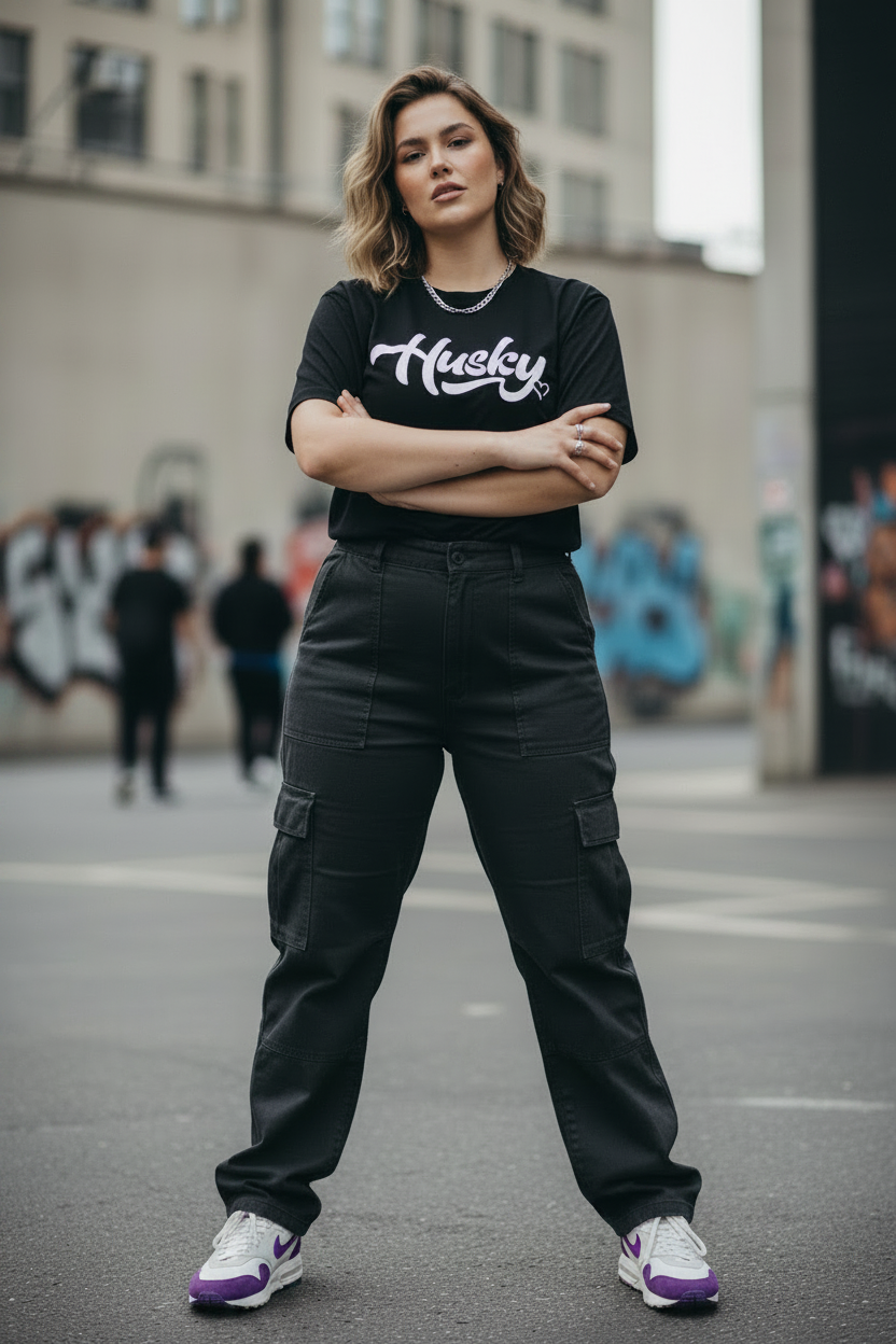 Curvy white female with Nikes
