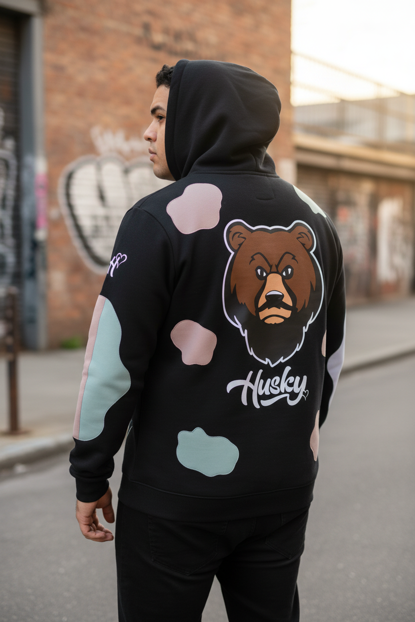 The Husky "Brown Bear Patched UNISEX Hoodie"