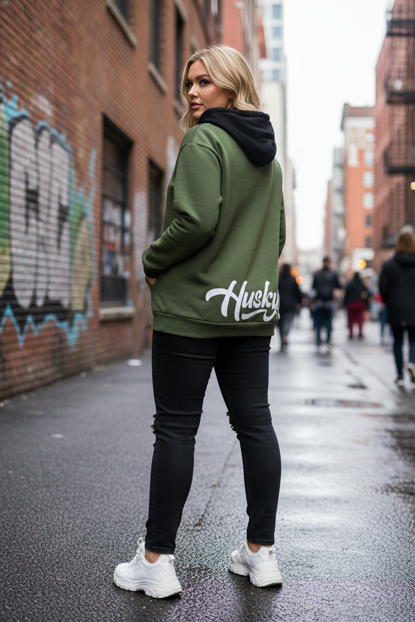 The Husky "Big Hooded" Hoodie (Military Green)