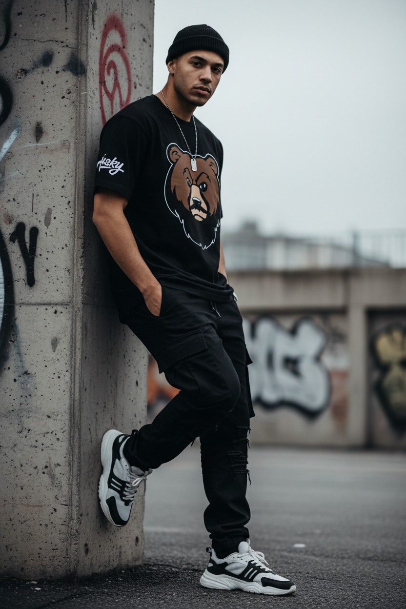 Male Model - Fall Brown Bear Tee