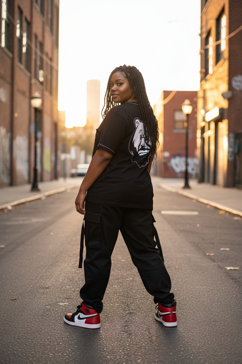 OG Double Logo Back - Plus-size Black woman