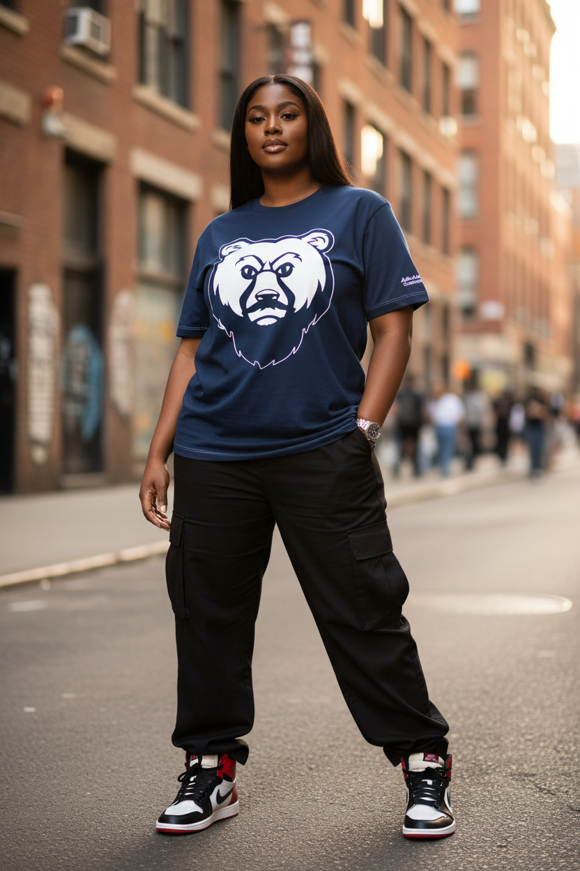 Plus-size Black woman - Midnight Blue OG Bear Tee