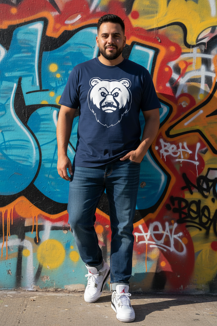 Plus-size Latino man - Midnight Blue OG Bear Tee