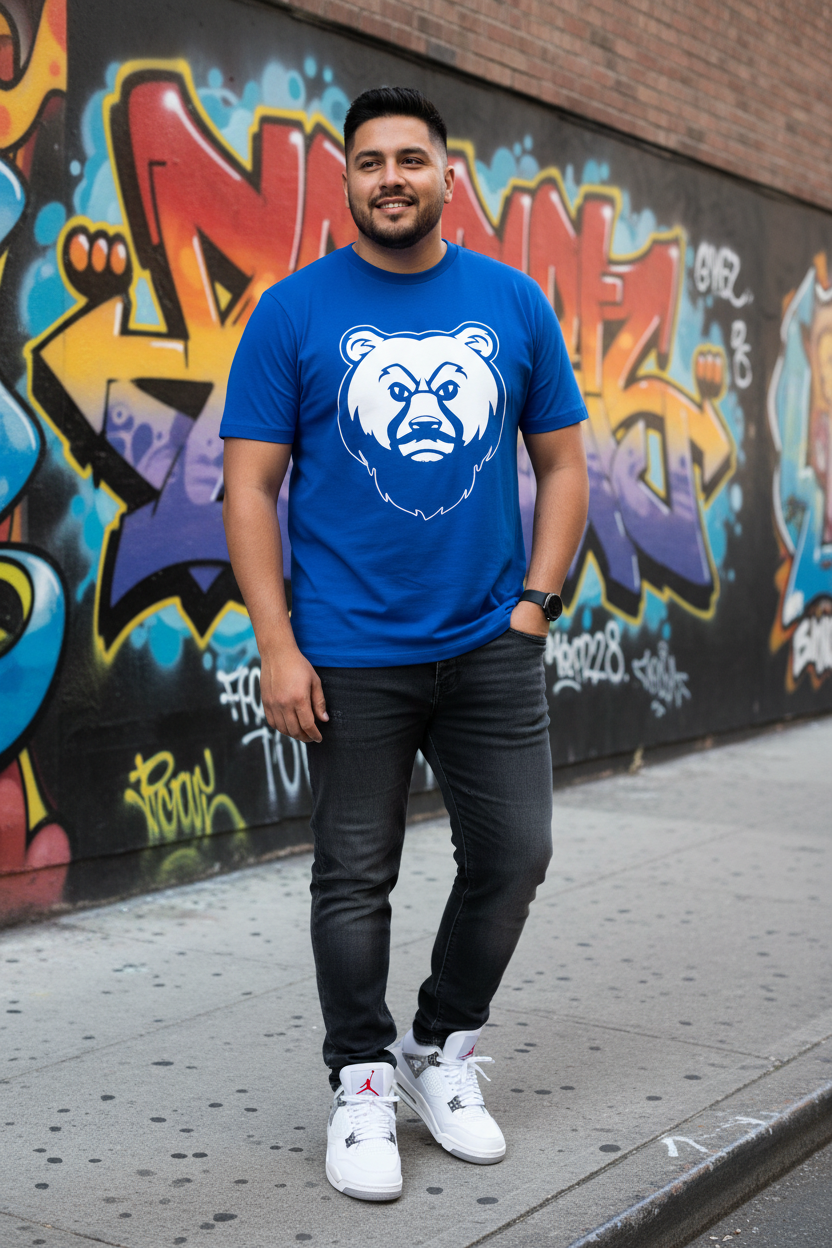 Plus-size Latino man - Royal Blue OG Bear Tee