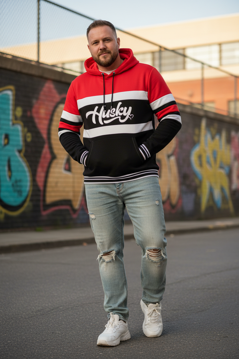 The Husky "TriFectah" Hoodie (Red/Black/White)