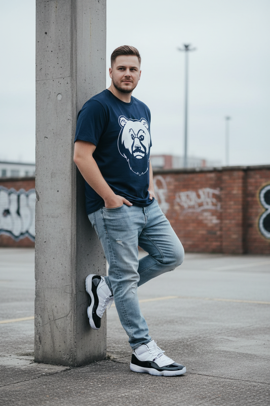 Plus-size white man - Midnight Blue OG Bear Tee