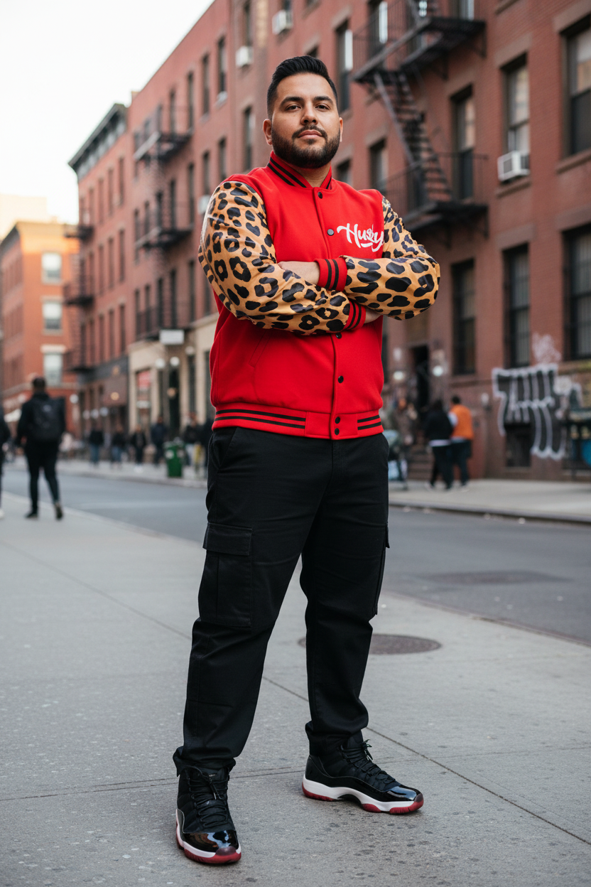 Red Leopard Varsity model