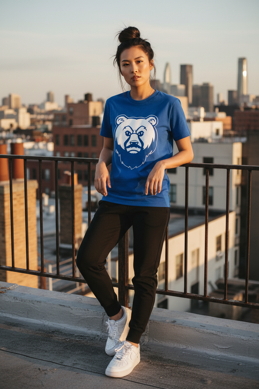 Slim Asian woman - Royal Blue OG Bear Tee