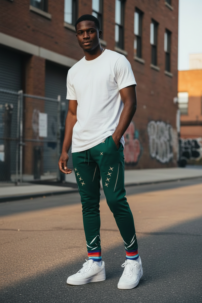 Slim Black male blank white tee