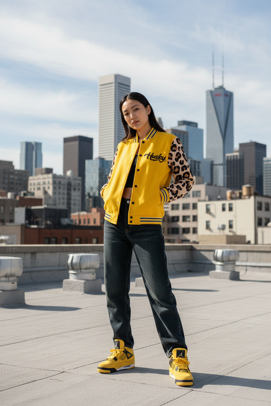 Yellow Leopard Varsity model